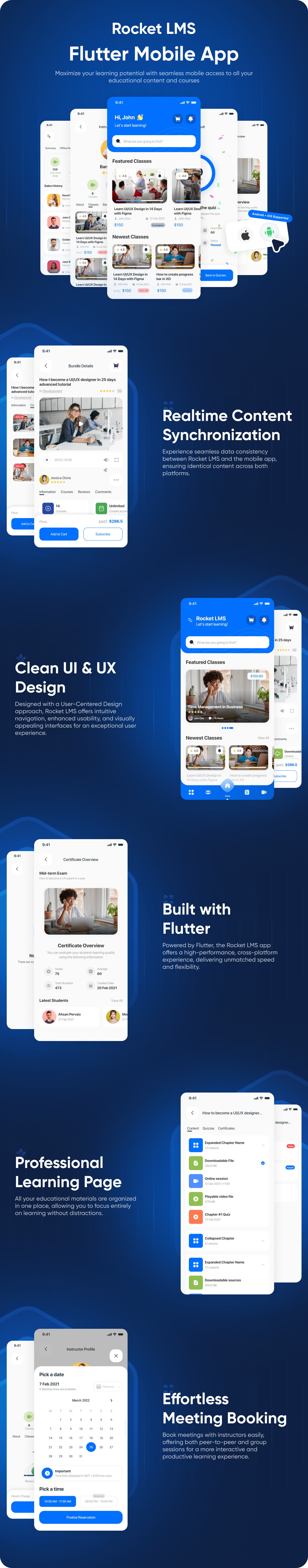 Rocket LMS Flutter Mobile App - Learning Management System for Android and iOS