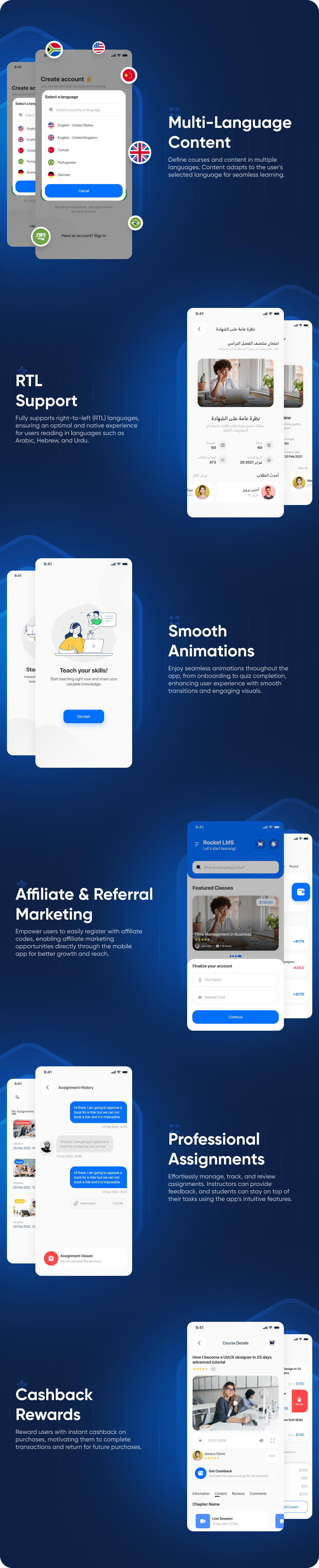 Rocket LMS Flutter Mobile App - Learning Management System for Android and iOS